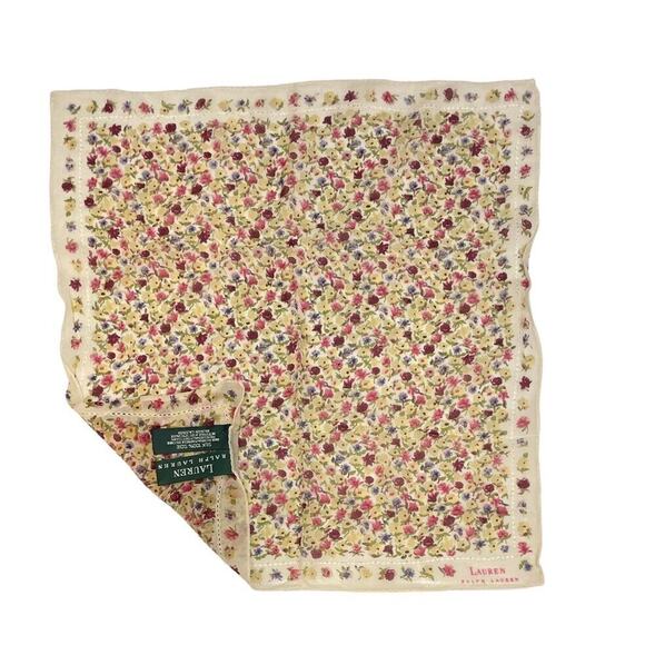Ralph Lauren Accessories - Vintage Ralph Lauren Silk Scarf Womens Dainty Multicolor Floral Signed Square